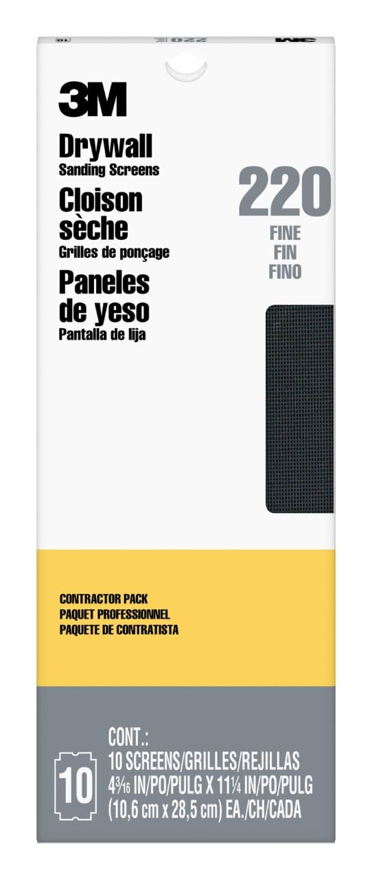 3M 99436 10-Count Fabricut 220-Grit Waterproof Drywall Sanding Screen - Quantity 10