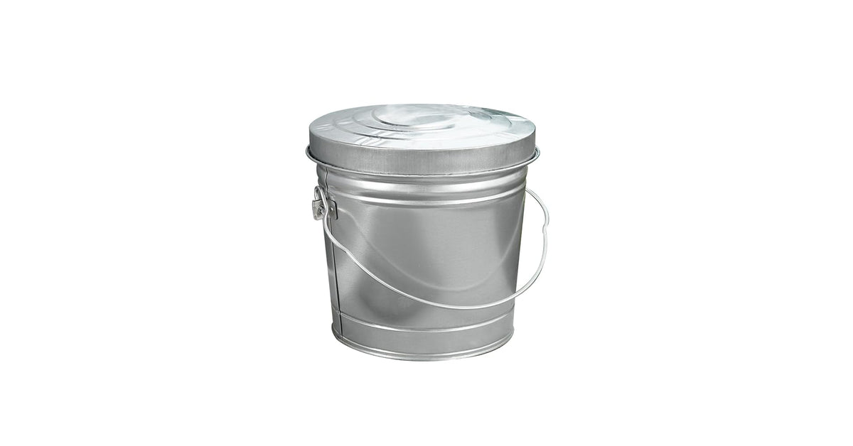 Behrens 6 Gallon Rust Proof Galvanized Steel Locking Lid Dry Storage Recyclable Trash Can for Outdoor and Indoor Storage and Waste Disposal