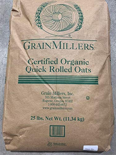 Organic Quick Rolled Oats Non GMO 25 LB Bulk Whole Breakfast Oats for Baking Cooking and Meal Prep 384091