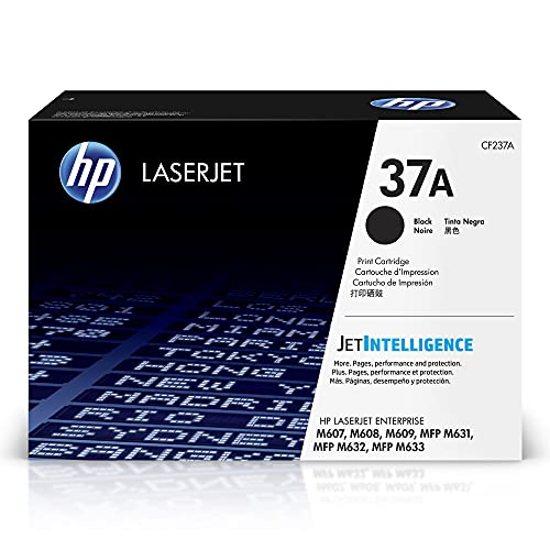 HP 37A Black Toner Cartridge | Works with HP LaserJet Enterprise M607, M608, M609 Series, HP LaserJet Enterprise MFP M631, M632, M633 Series | CF237A