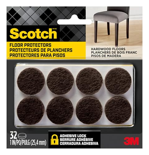 3M Felt Pads 1" RND BRN 32PK