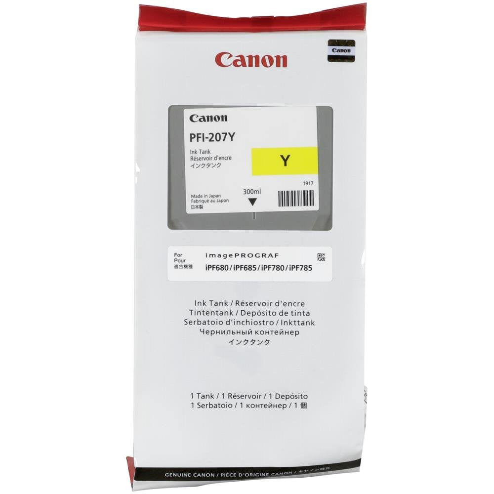 Canon - Pfi-207Y Yellow Ink 300Ml "Product Category: Large Format Printer Ink/Large Format Printer Ink Graphic Art"