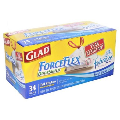 Glad Force-Flex Kitchen Trash Bags 13 Gal 34ct