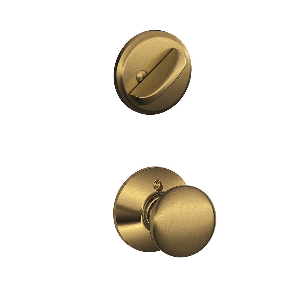 Schlage Plymouth F59 PLY 609 Interior Knob Antique Brass