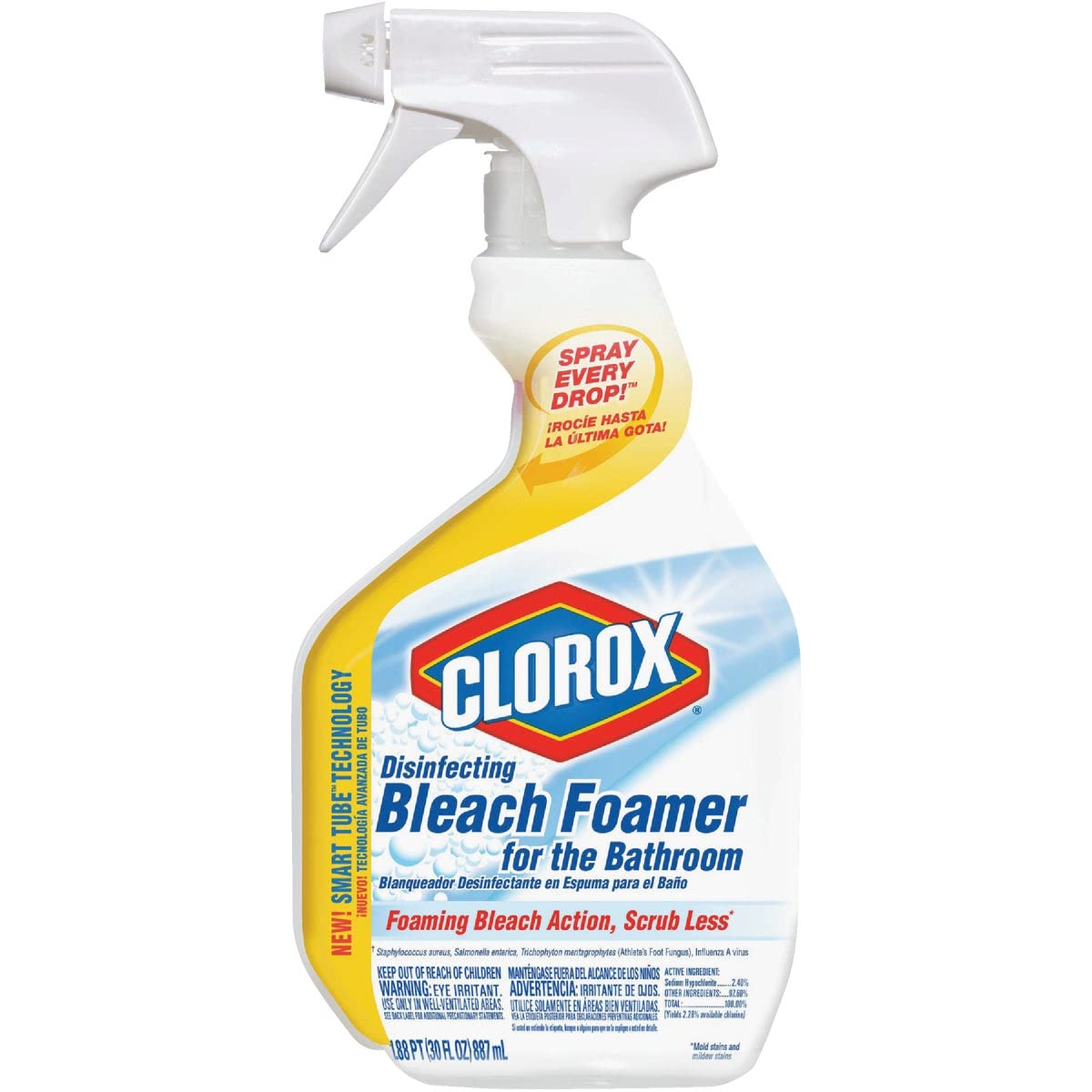 Clorox Disinfecting Bathroom Foamer with Bleach Original, 30 Ounce Spray Bottle (Package May Vary)