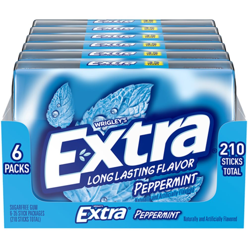 EXTRA Peppermint Sugar Free Chewing Gum 35 Stick 6 Pack
