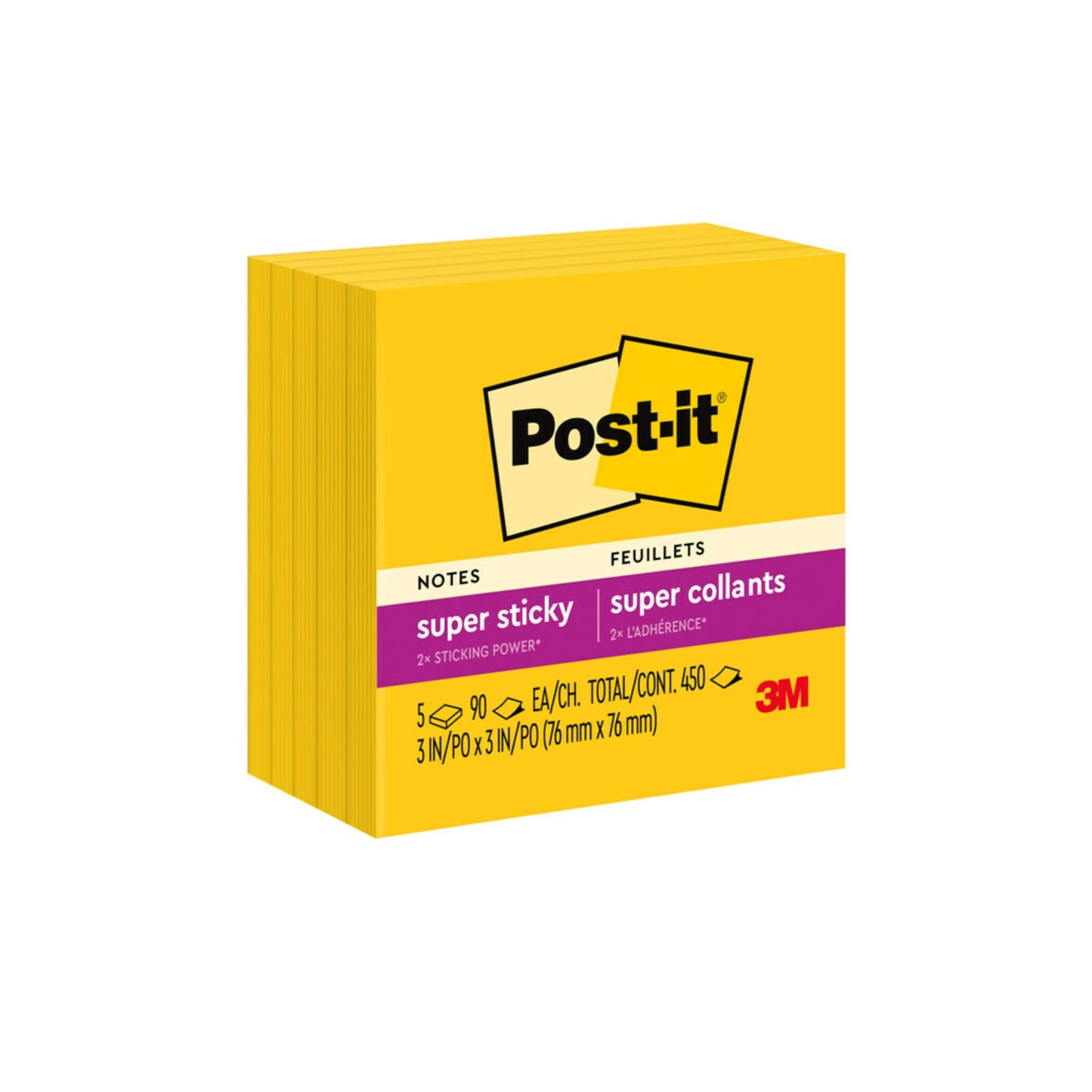 Post-it Super Sticky Notes 3x3in 5-Pack Sunnyside Yellow