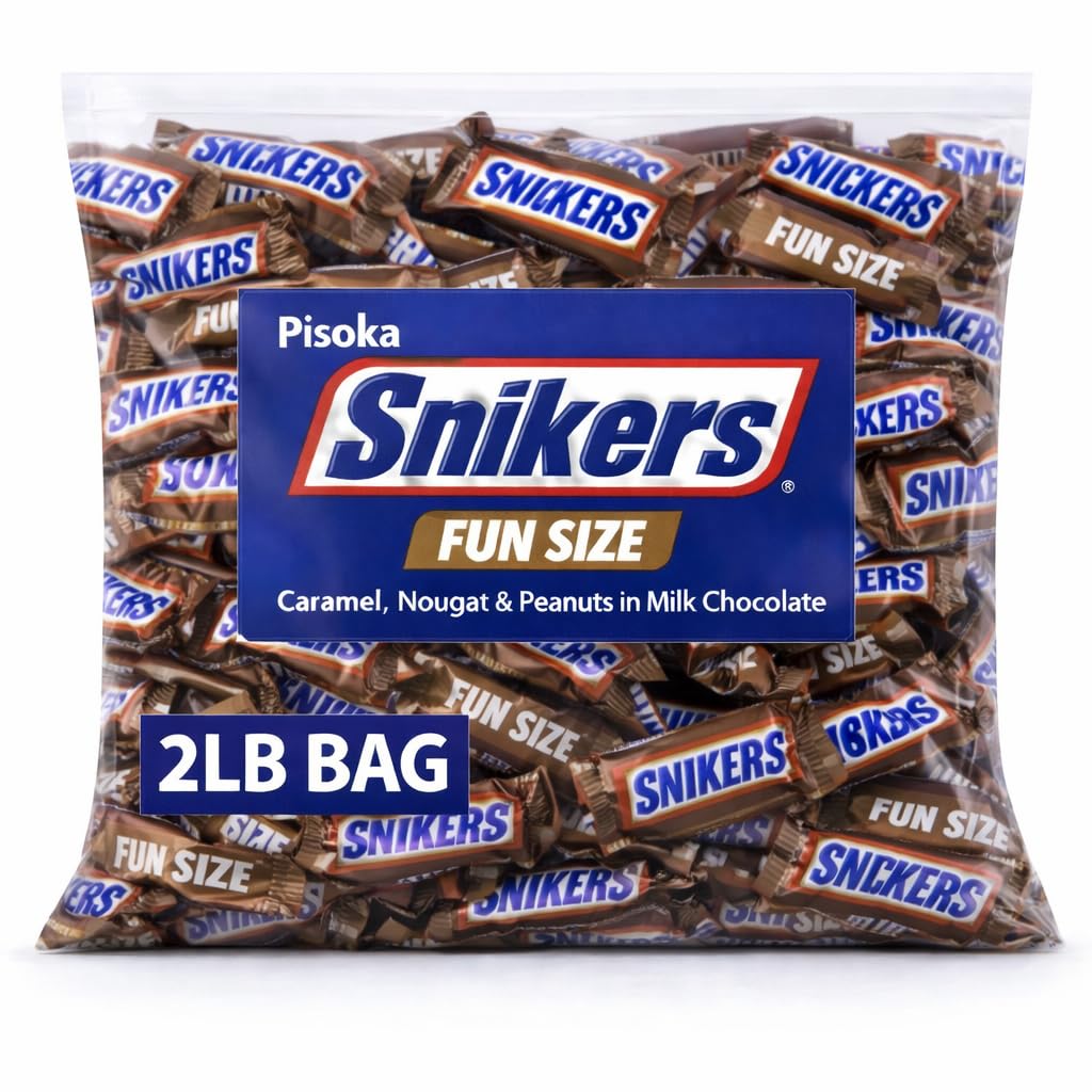 Snickers Chocolate Candy Bars with Caramel Nougat and Peanuts – Individually Wrapped Mini Bars – Bulk 4-Pound (4LB) Value Pack for Parties, Snacks, and Candy Buffets 00040000064022