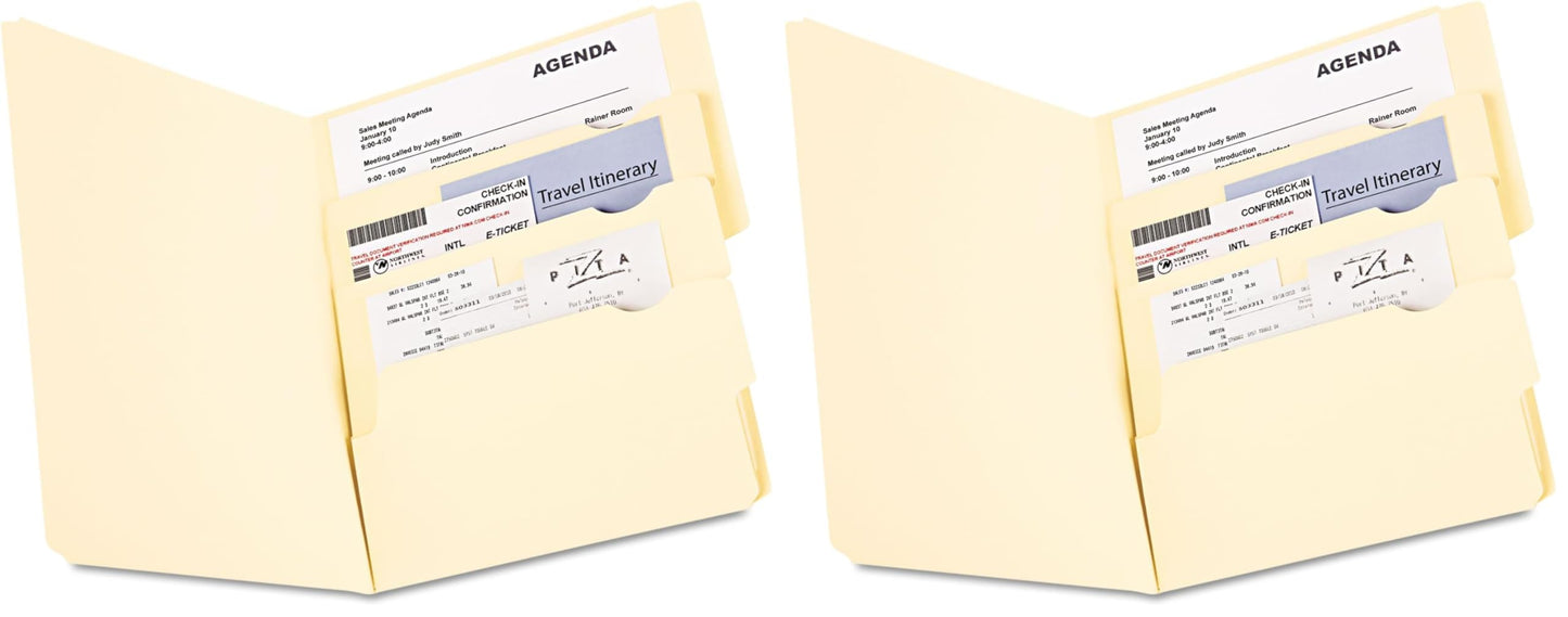 Pendaflex Divide It Up File Folders, Paper and Documents Organizer, Folder with Pockets, Manila File Organizer for School, Home and Office, Letter Size, (10770) 24 Count (Pack of 2)