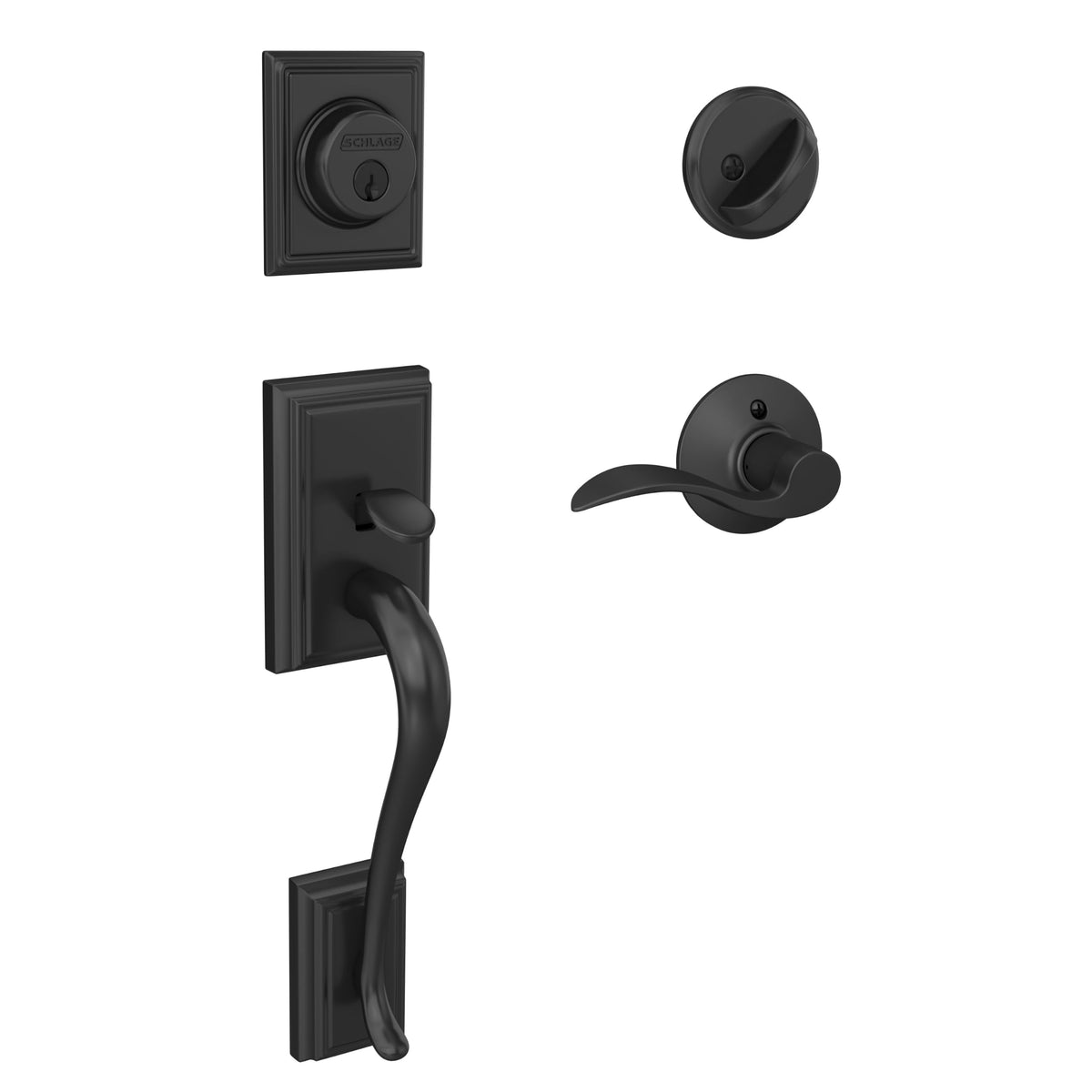 Schlage F60 ADD 622 ACC LH Plymouth Matte Black Handleset