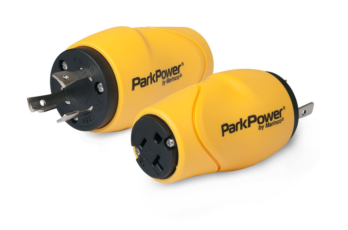 Marinco Straight Adapter, 30A M to 15A F
