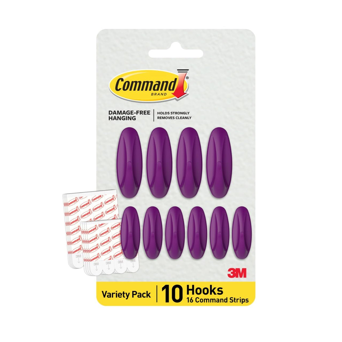 Command Mixed Designer Hook Pack, Lilac Lemonade, 10 Hooks, 16 Strips