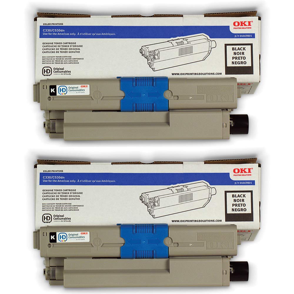 OKI 44469801 Type C17 Black Toner Cartridge 2-Pack for C531, MC362, MC561 Printers