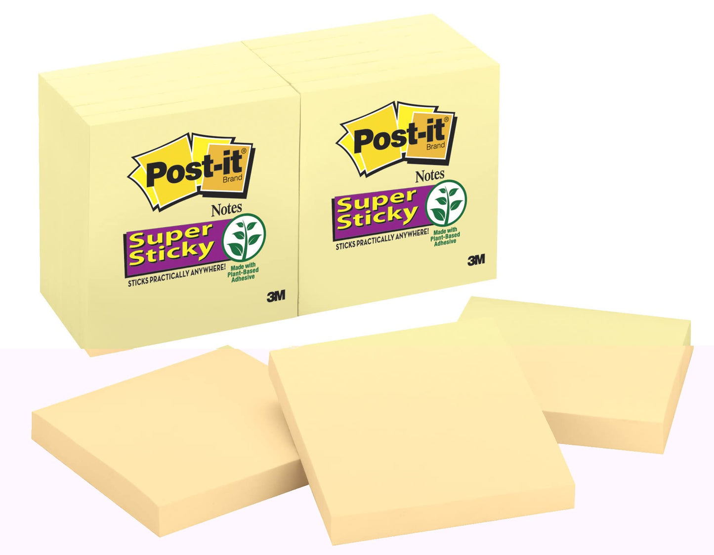 Post-it Notes Super Sticky 76 x 76 mm - 90 Sheets - Yellow, Set of 12