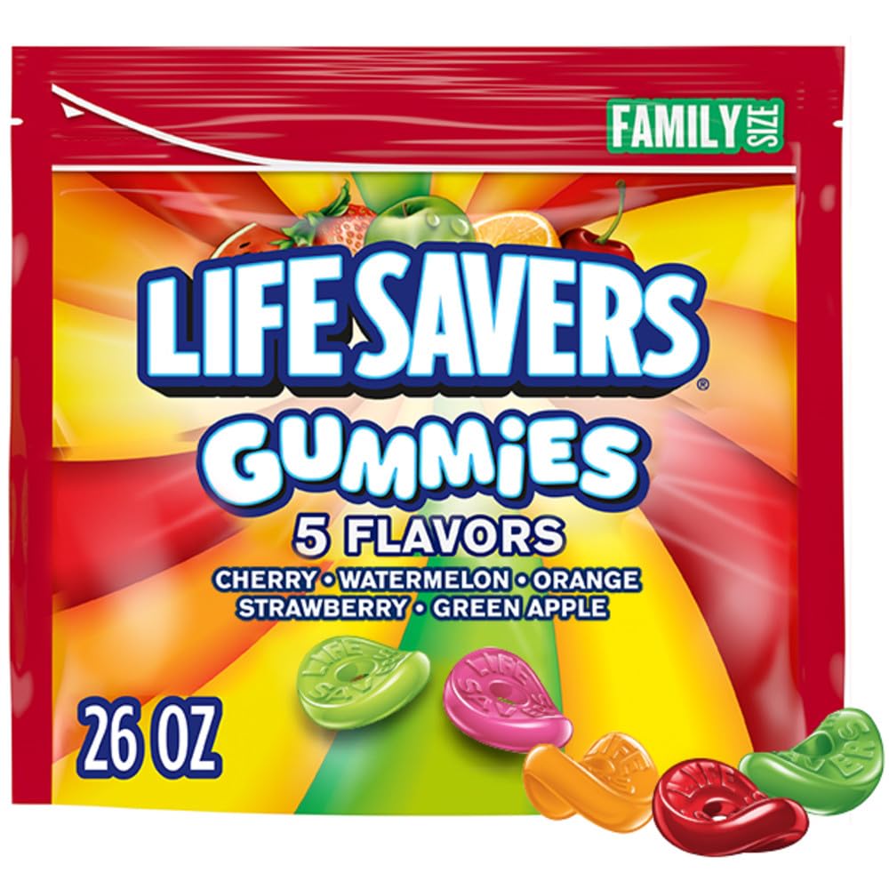 LIFE SAVERS GUMMIES 5 Flavors Fruity Gummy Candy Bag, 26 Oz, Family Size