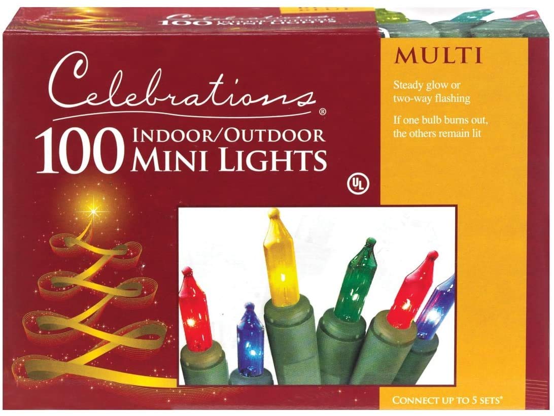Celebrations Mini Light Set 100 Lights Multi 18" Ul Fuse Ace No. 9802315