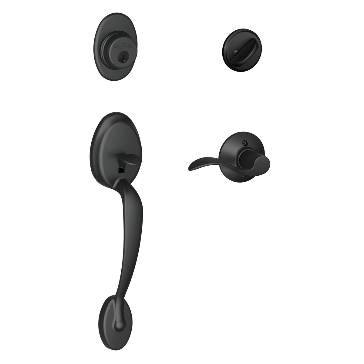 Schlage Plymouth Handleset Matte Black F60 PLY 622 ACC RH