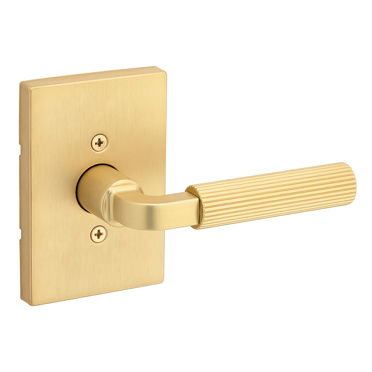 Kwikset Mirada Reeded Dummy Door Lever, Satin Brass