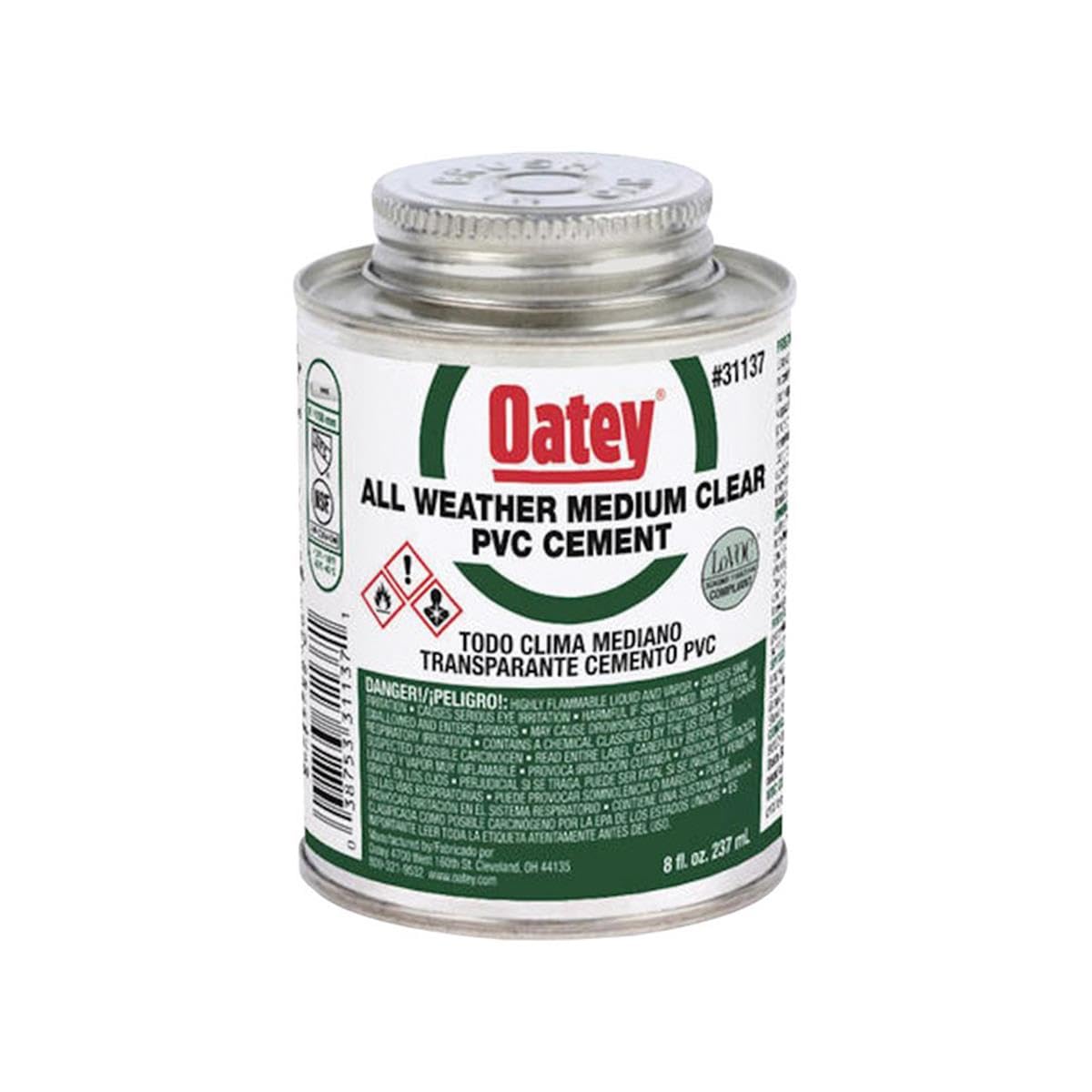 Oatey PVC Cement All Weather Clear 8 oz