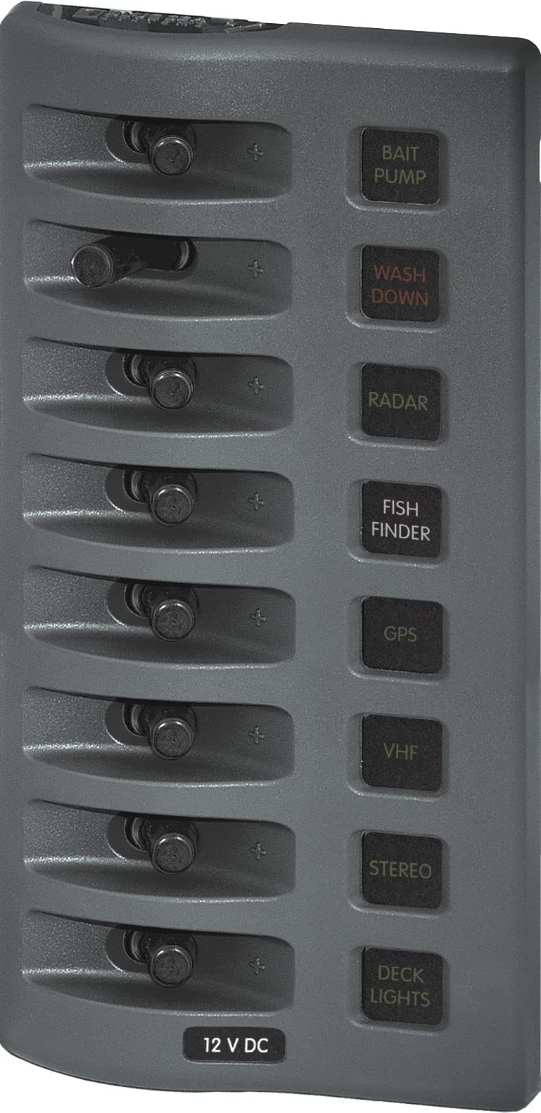 Blue Sea WeatherDeck Fuse Panel 4308, 8 Position, Grey