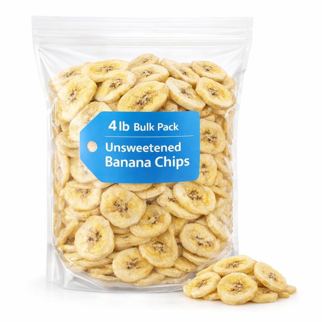 Imported Unsweetened Banana Chips 4 lb Bulk Pack