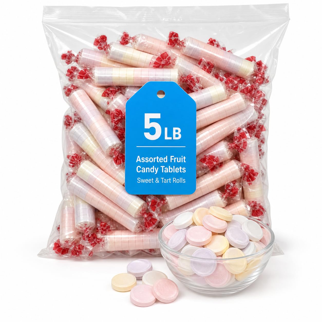 Smart Candy Bulk Rolls Original Flavor - Gluten & Vegan Free - Classic Sweetness From Family Owned Company Since 1949, Peanut Free & Dairy Free - Perfect Halloween Candy - 5 Pound Bag 624149