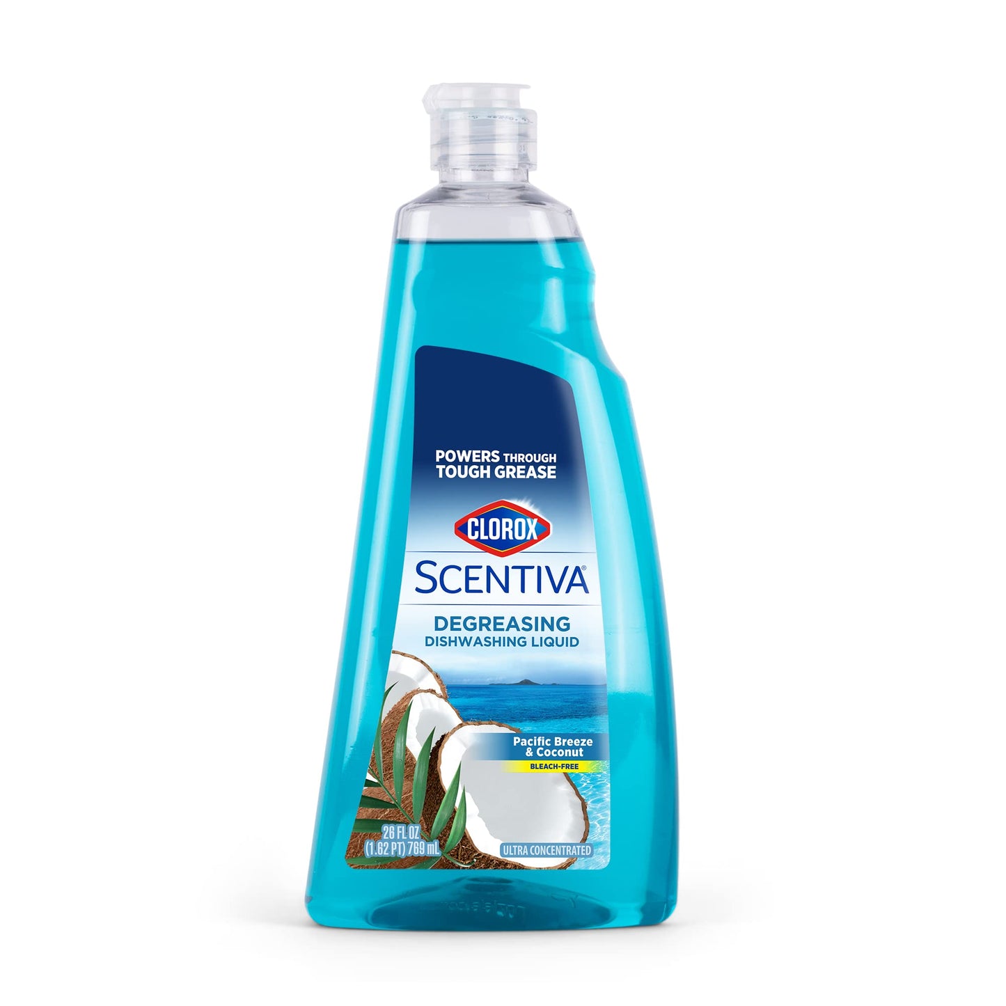 CLOROX Scentiva Liquid Dish Soap, Pacific Breeze & Coconut Scent - Dishwashing Detergent Cuts Through Grease - A Powerful Clean You Can Trust, 26 Fl Oz