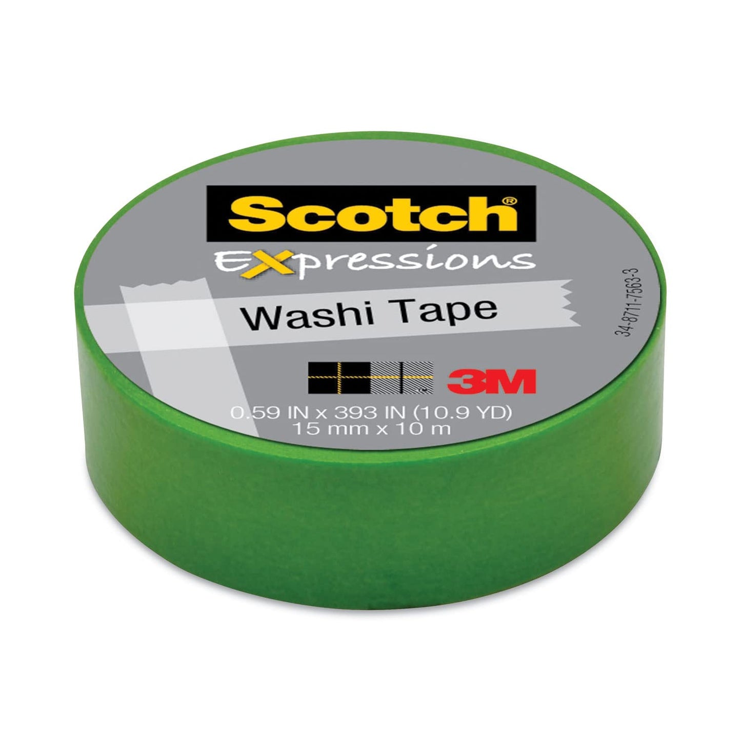 3M Scotch Expressions Washi Tape Green 0.59" x 32.75 ft