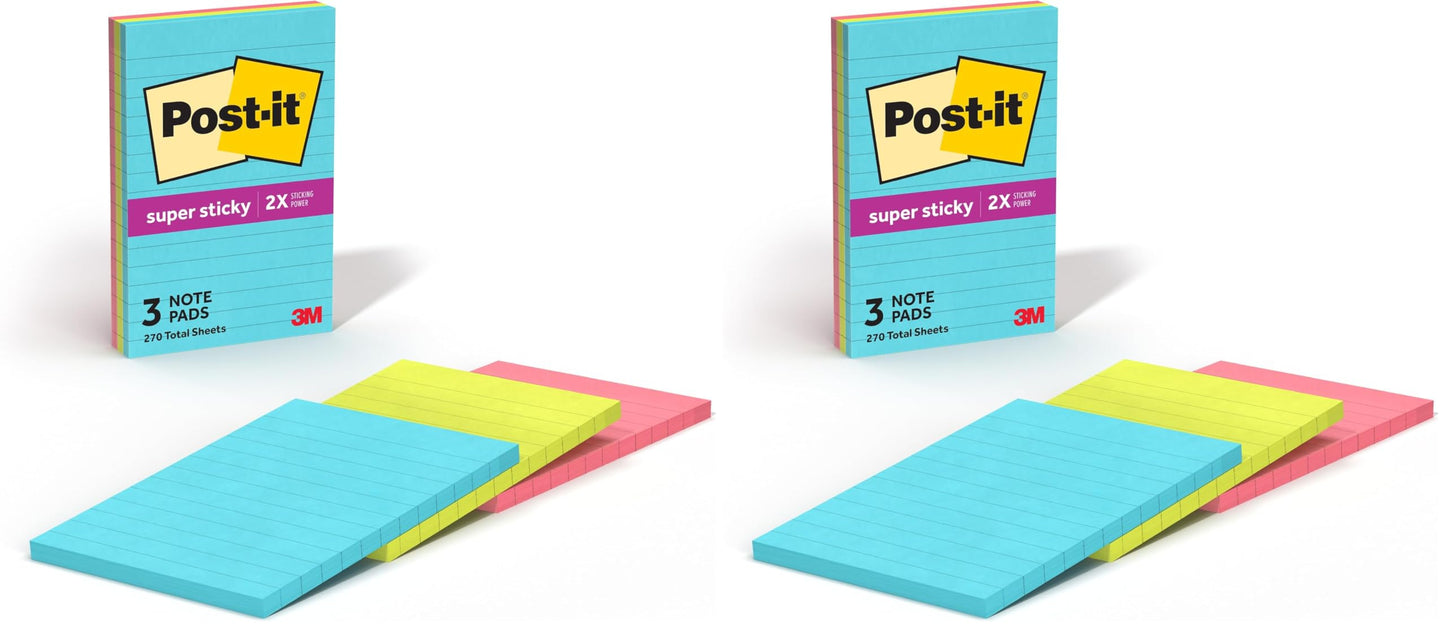3M Post-it Super Sticky Lined Notes 4 x 6 in. 2 Pack