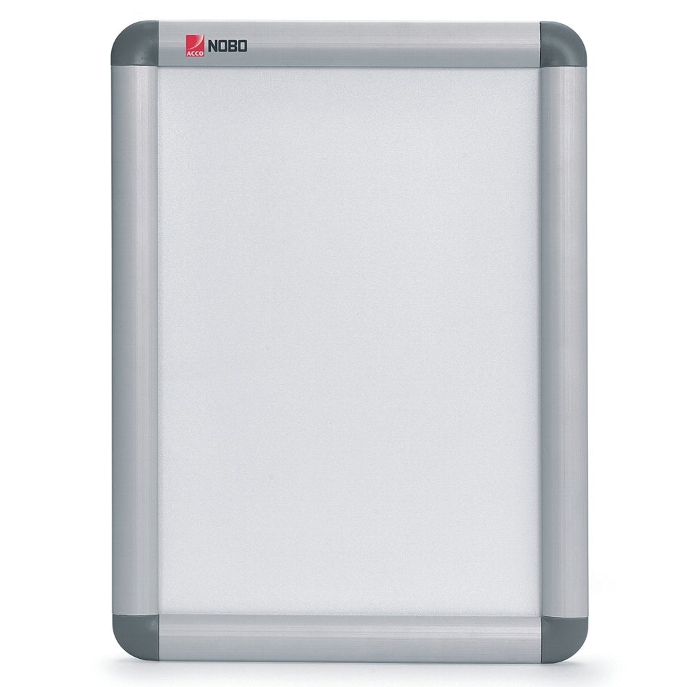 NoBo A1 Poster Frame Sign Holder With Snap Frame, Wall Mounted, Aluminium Trim, Anti-Glare Protective Cover, Premium Plus, Silver, 1902211
