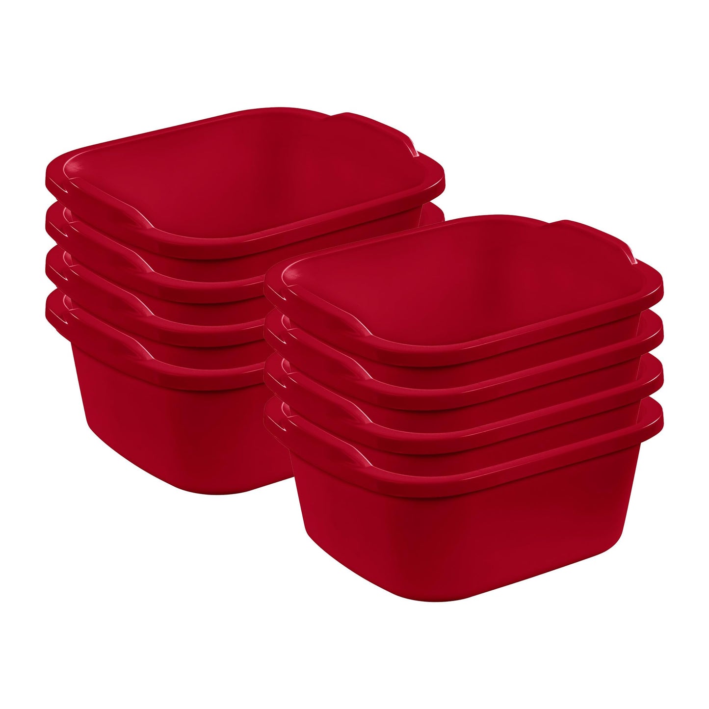 Sterilite 12-Quart Dish Washing Pan 8 Pack, Red