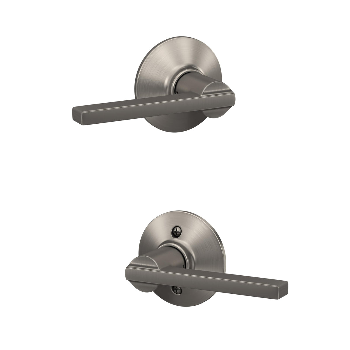 Schlage Latitude F10 LAT 619 Passage Door Lever Satin Nickel