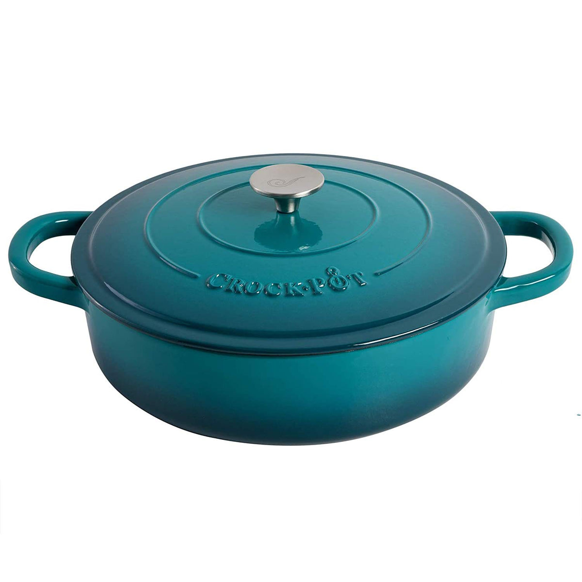 Crock-Pot Artisan Cast Iron Braiser 5 Quart Teal Ombre