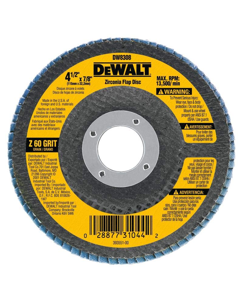 DEWALT DISC FLAP 4-1/2X7/8IN 6
