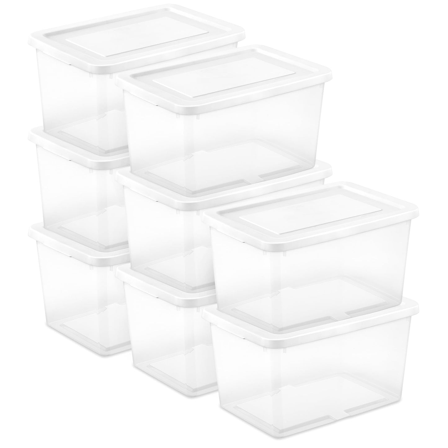 Sterilite 8-Pack Storage Box, Clear Plastic Storage Container Bins with Lids, 20 Quart - Heavy-Duty Organizing Containers for Closet, Bathroom, and Office