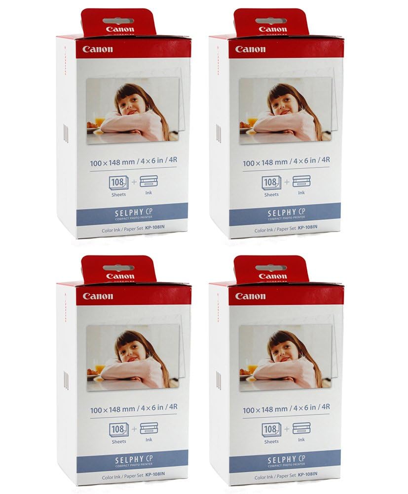 Canon KP-108IN Ink & 4x6 Paper Set, 108 Count