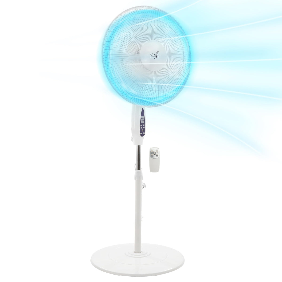Vie Air 16-Inch Oscillating Stand Fan, 1400 RMS, Remote