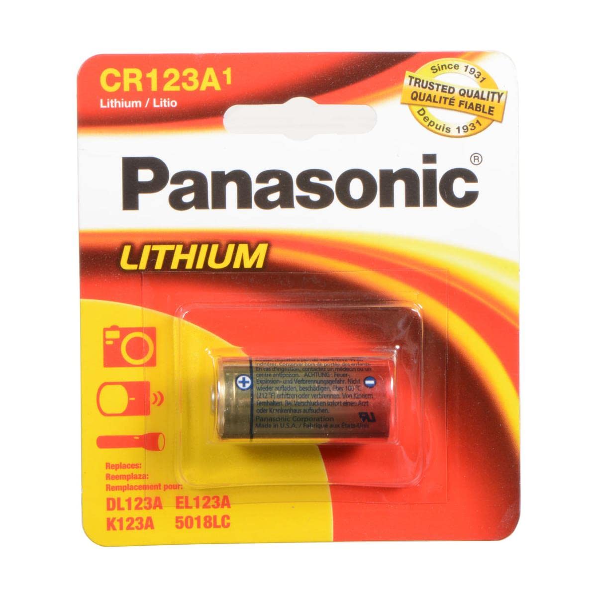 Panasonic CR-123 3V Camera Battery, 1 Pack