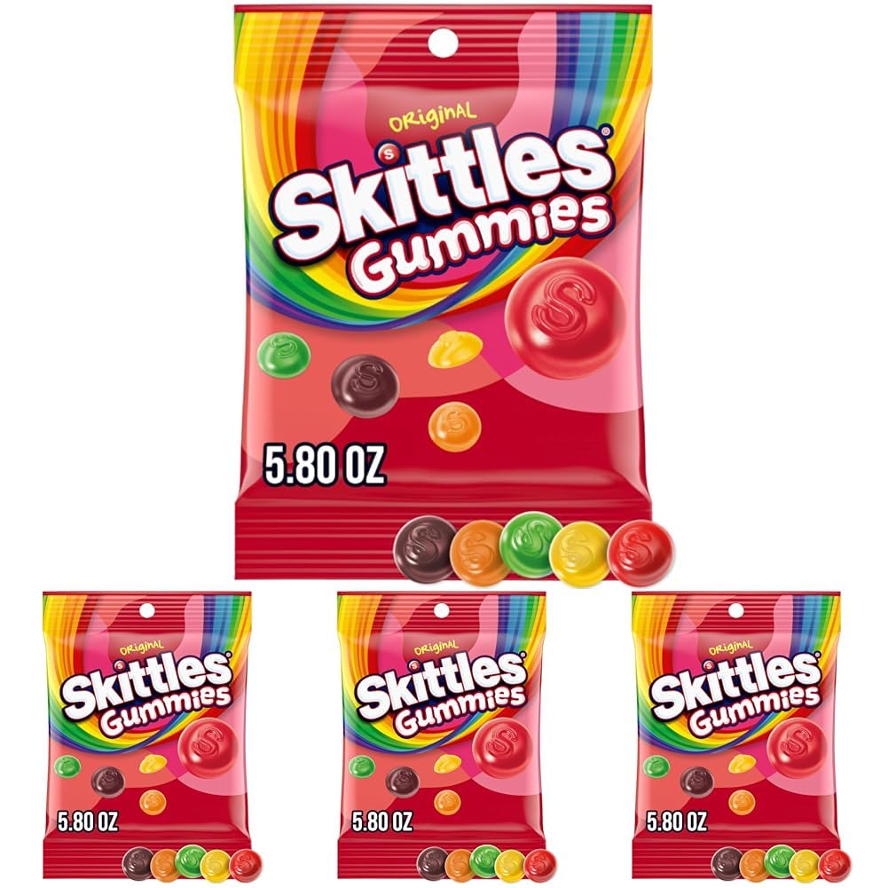 SKITTLES Original Gummy Candy 5.8 oz Pack of 4