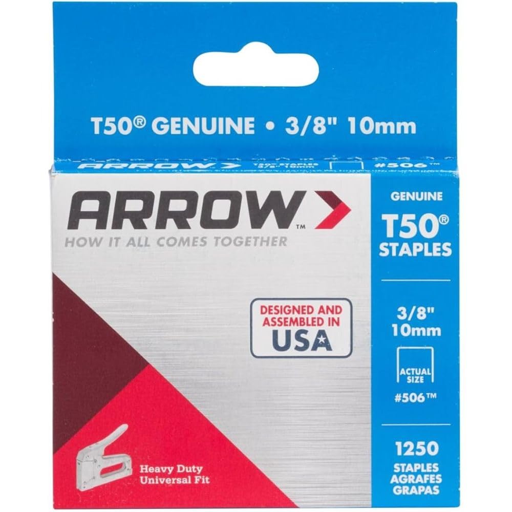 Arrow Fastener 506 Genuine T50 3/8-Inch Staples, 1250-Pack - 2 Pack