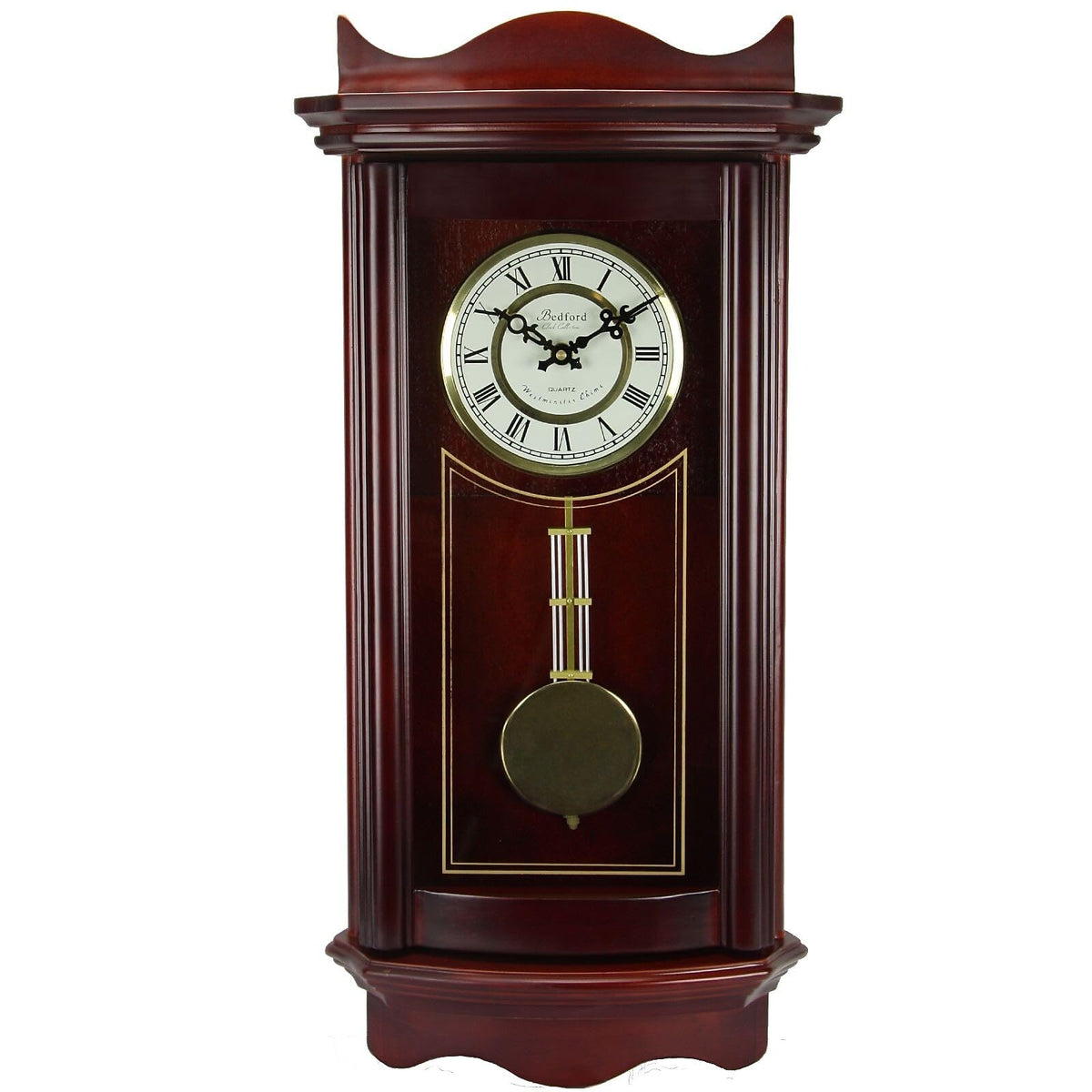 Bedford Clock Collection BED1247CHR Wall Clock, Cherry Wood