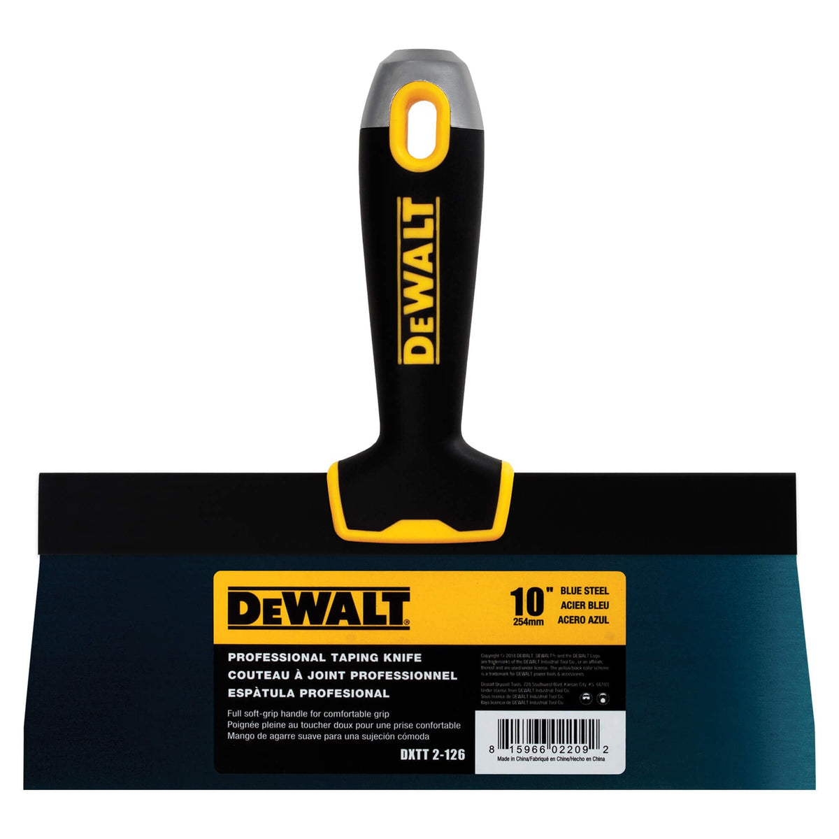 DEWALT 10" Taping Knife | Blue Steel w/Soft Grip Handle | DXTT-2-126