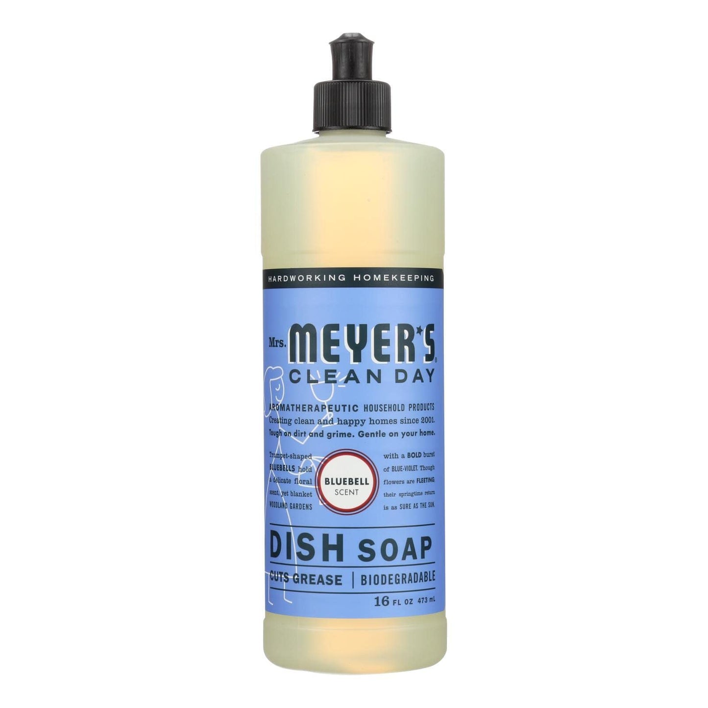 MRS. MEYER'S CLEAN DAY Liquid Dish Soap, Bluebell Scent, 16 Fl Oz Bottle