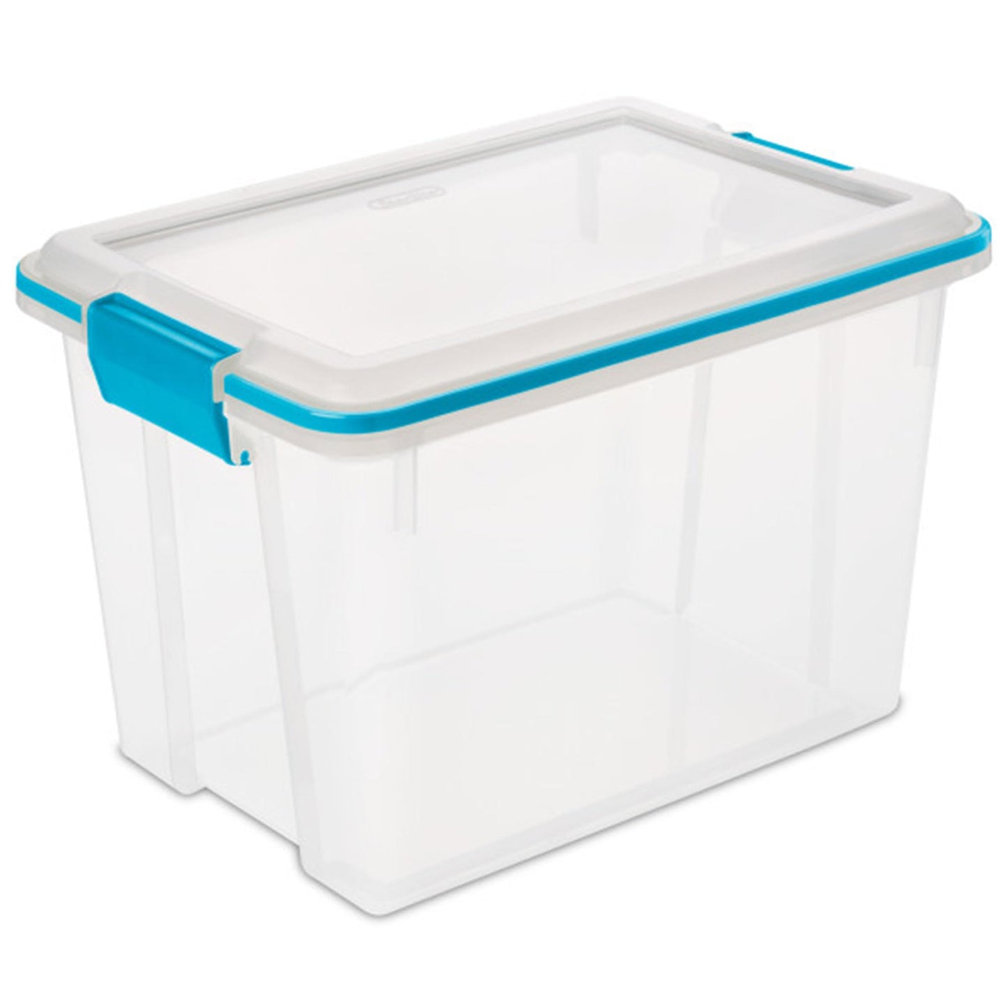 Sterilite 20 Qt Gasket Box, Stackable Storage Bin with Latching Lid and Tight Seal, Plastic Container to Organize Basement, Clear Base and Lid, 1-Pack