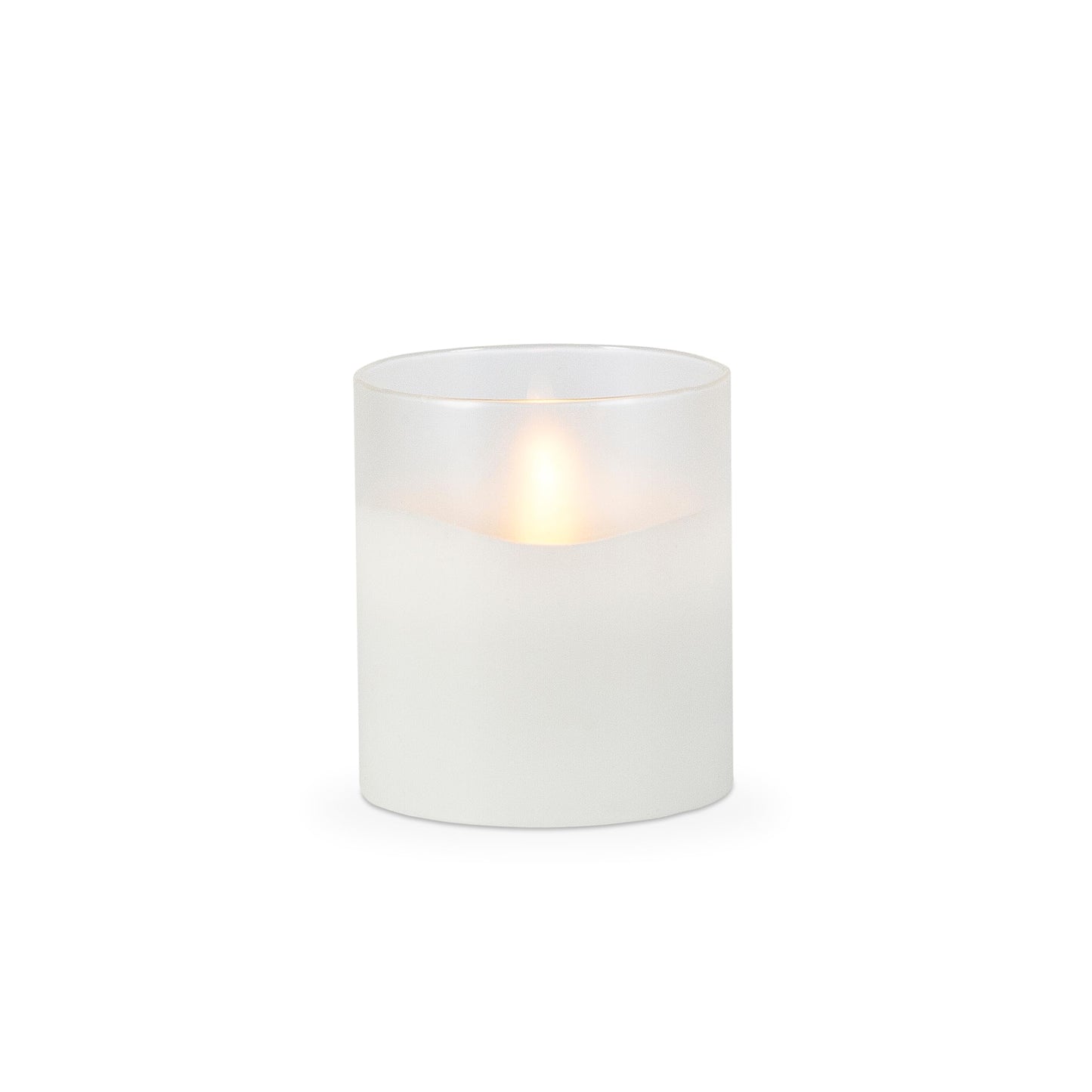 3.5-in D x 4-in H Hand Poured Wax Candle in Frosted Glass with Exclusive Illumaflame™ Glow