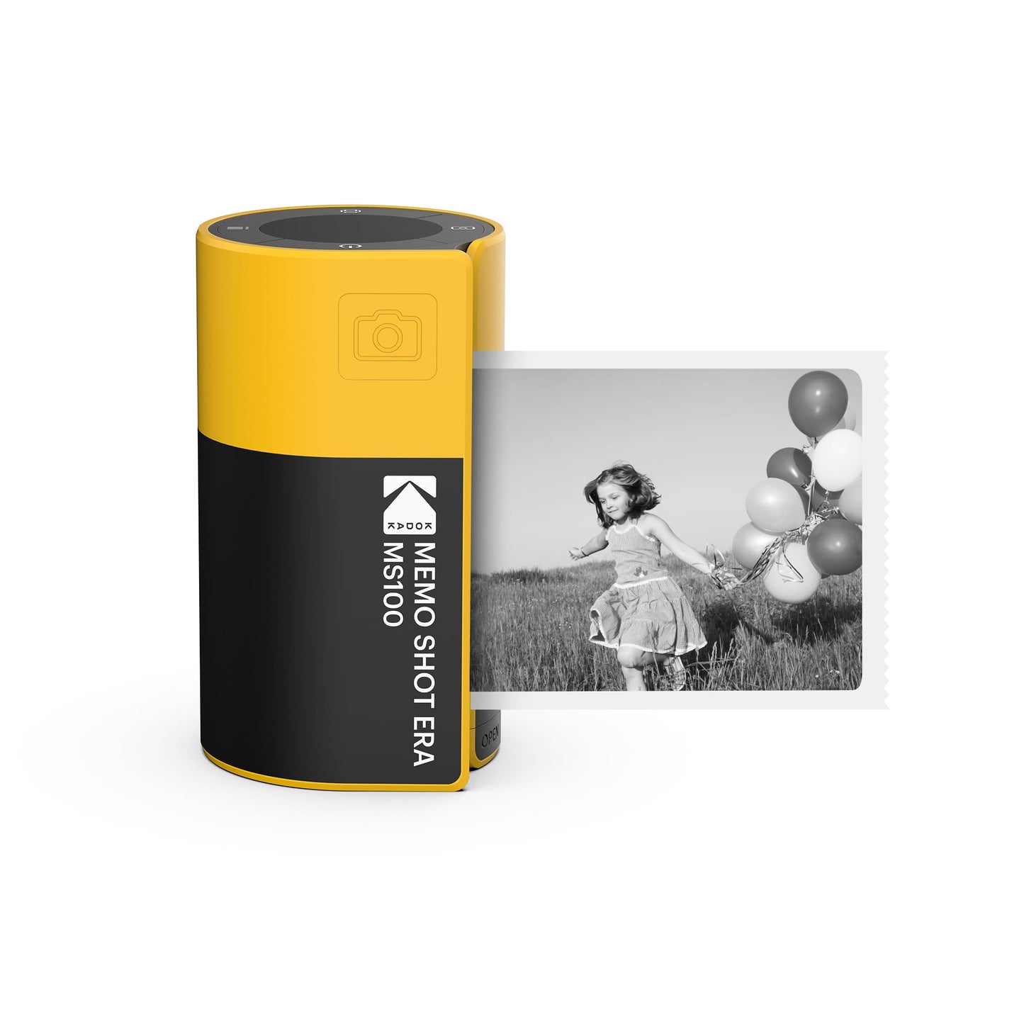 KODAK Memo Shot ERA Kids Instant Digital Camera and Photo Label Printer (Yellow, Camera + 1 Roll)