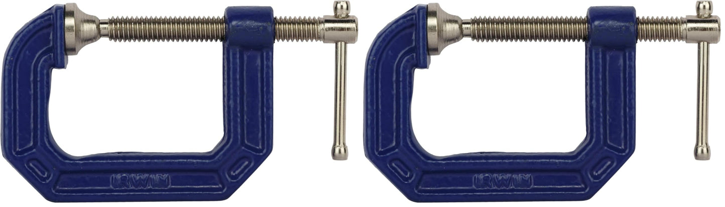 IRWIN Tools QUICK-GRIP C-Clamp, 1 1/2-inch, 1 1/2-inch Throat Depth (2025101) (Pack of 2)