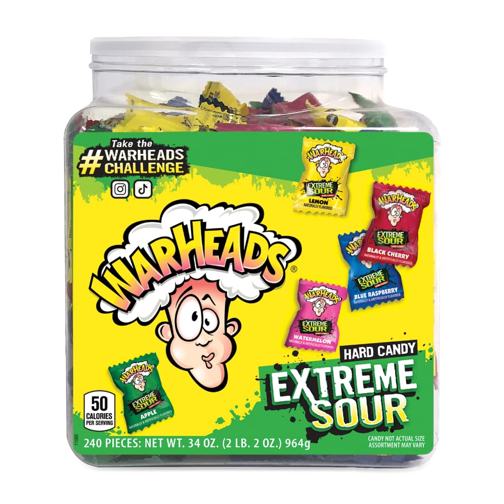 Extreme Sour Hard Candy – 2 lb Bulk Bag, Assorted Super Sour Powder-Coated Candy for Parties & Candy Bowls