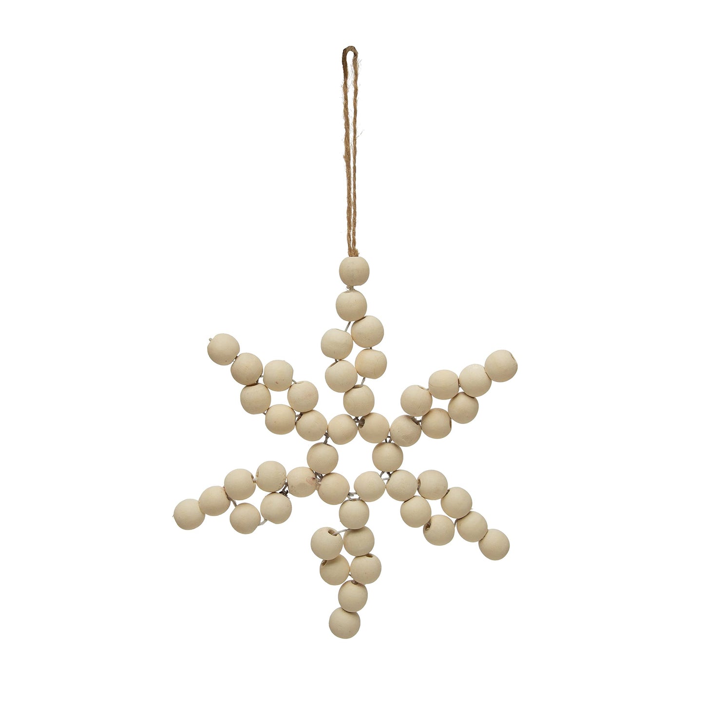 Creative Co-Op 7-1/2"H Paulownia Wood Bead Star Ornament