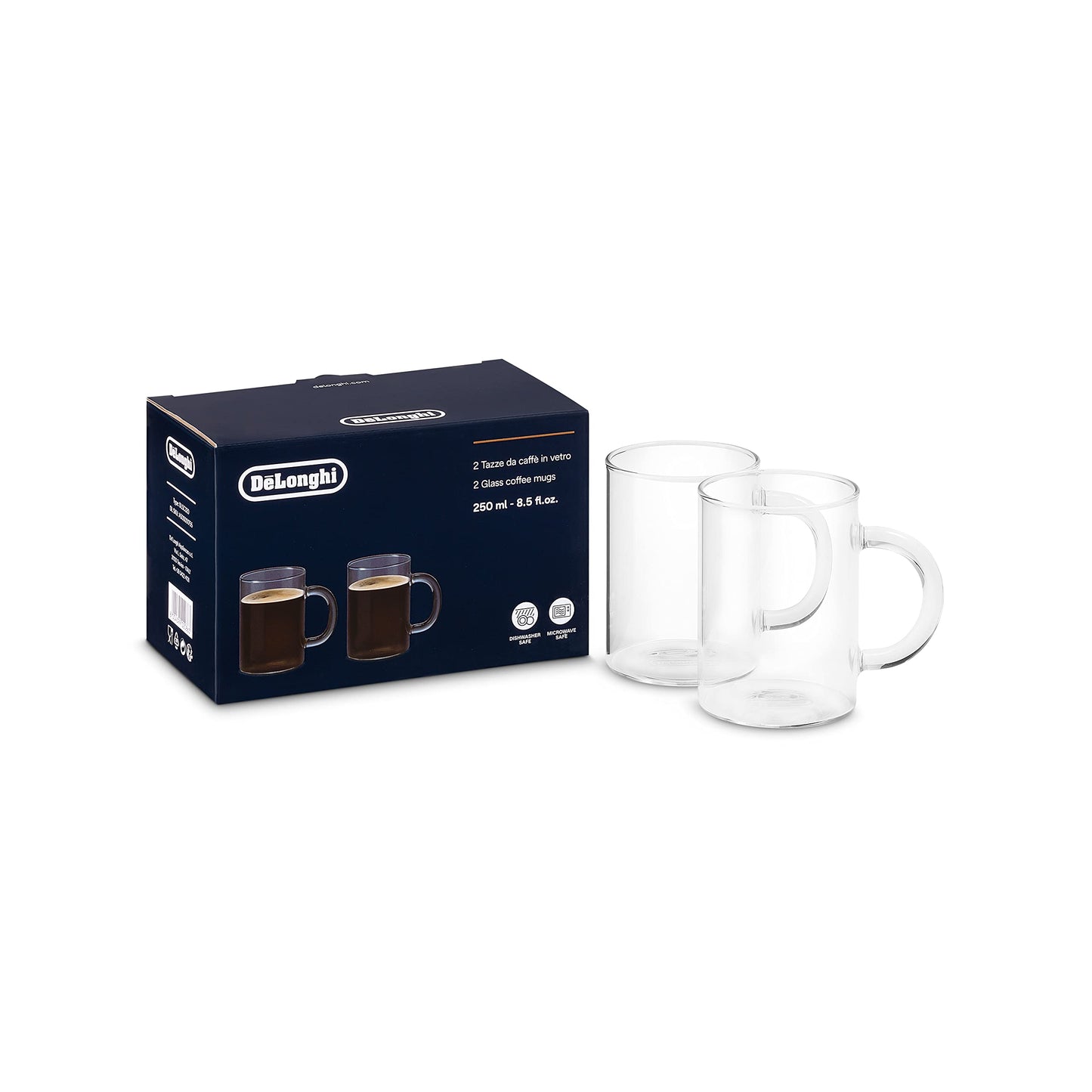 DeLonghi DLSC320 Long Coffee Glasses 8.5 fl oz Set